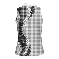 Gray Hawaii Palaka Women Sleeveless Polo Shirt Hawaiian Honohono Lei LT05 - Polynesian Pride