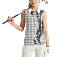 Gray Hawaii Palaka Women Sleeveless Polo Shirt Hawaiian Honohono Lei LT05 - Polynesian Pride
