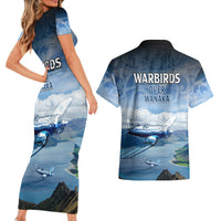 New Zealand Wanaka Air Show Couples Matching Short Sleeve Bodycon Dress and Hawaiian Shirt With Maori Pattern LT05 - Polynesian Pride