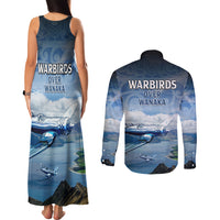 New Zealand Wanaka Air Show Couples Matching Tank Maxi Dress and Long Sleeve Button Shirt With Maori Pattern LT05 - Polynesian Pride
