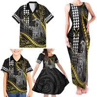 Hawaii King Kamehameha The Great Family Matching Tank Maxi Dress and Hawaiian Shirt Gold Tribal Tattoo LT05 - Polynesian Pride