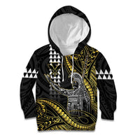 Hawaii King Kamehameha The Great Kid Hoodie Gold Tribal Tattoo LT05 Hoodie Gold - Polynesian Pride
