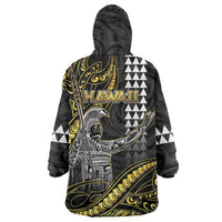 Hawaii King Kamehameha The Great Wearable Blanket Hoodie Gold Tribal Tattoo LT05 - Polynesian Pride