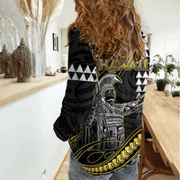 Hawaii King Kamehameha The Great Women Casual Shirt Gold Tribal Tattoo LT05 - Polynesian Pride