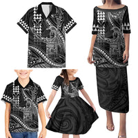 Hawaii King Kamehameha The Great Family Matching Puletasi and Hawaiian Shirt Black Tribal Tattoo LT05 - Polynesian Pride