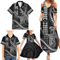 Hawaii King Kamehameha The Great Family Matching Summer Maxi Dress and Hawaiian Shirt Black Tribal Tattoo LT05 - Polynesian Pride
