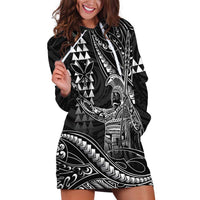 Hawaii King Kamehameha The Great Hoodie Dress Black Tribal Tattoo LT05 Black - Polynesian Pride