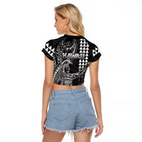 Hawaii King Kamehameha The Great Raglan Cropped T Shirt Black Tribal Tattoo