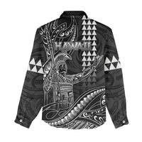 Hawaii King Kamehameha The Great Women Casual Shirt Black Tribal Tattoo LT05 - Polynesian Pride