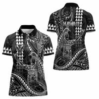Hawaii King Kamehameha The Great Women Polo Shirt Black Tribal Tattoo LT05 - Polynesian Pride