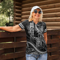 Hawaii King Kamehameha The Great Women Polo Shirt Black Tribal Tattoo LT05 - Polynesian Pride