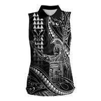 Hawaii King Kamehameha The Great Women Sleeveless Polo Shirt Black Tribal Tattoo LT05 Female Black - Polynesian Pride