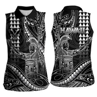 Hawaii King Kamehameha The Great Women Sleeveless Polo Shirt Black Tribal Tattoo LT05 - Polynesian Pride