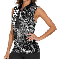Hawaii King Kamehameha The Great Women Sleeveless Polo Shirt Black Tribal Tattoo LT05 - Polynesian Pride