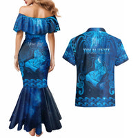 Personalised New Zealand Mother's Day Couples Matching Mermaid Dress and Hawaiian Shirt Ko Te Whaea Te Takere O Te Waka LT05 - Polynesian Pride