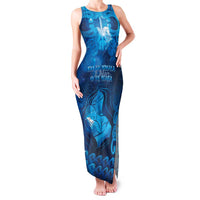 Personalised New Zealand Mother's Day Family Matching Tank Maxi Dress and Hawaiian Shirt Ko Te Whaea Te Takere O Te Waka LT05 Mom's Dress Blue - Polynesian Pride