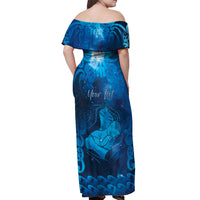 Personalised New Zealand Mother's Day Off Shoulder Maxi Dress Ko Te Whaea Te Takere O Te Waka LT05 - Polynesian Pride