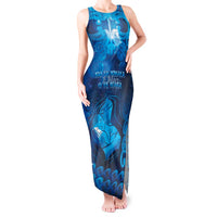 Personalised New Zealand Mother's Day Tank Maxi Dress Ko Te Whaea Te Takere O Te Waka LT05 Women Blue - Polynesian Pride