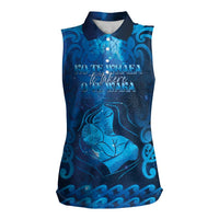 Personalised New Zealand Mother's Day Women Sleeveless Polo Shirt Ko Te Whaea Te Takere O Te Waka LT05 Female Blue - Polynesian Pride