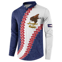 American Samoa Eagle Button Sweatshirt Polynesian Tribal Pattern Curve Style