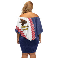 American Samoa Eagle Family Matching Off Shoulder Short Dress and Hawaiian Shirt Polynesian Tribal Pattern Curve Style