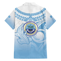 Micronesia Constitution Day Family Matching Off The Shoulder Long Sleeve Dress and Hawaiian Shirt Polynesian Tribal Tattoo Simple Style LT05 - Polynesian Pride