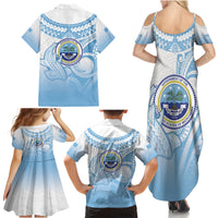 Micronesia Constitution Day Family Matching Summer Maxi Dress and Hawaiian Shirt Polynesian Tribal Tattoo Simple Style LT05 - Polynesian Pride