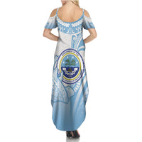 Micronesia Constitution Day Family Matching Summer Maxi Dress and Hawaiian Shirt Polynesian Tribal Tattoo Simple Style LT05 - Polynesian Pride