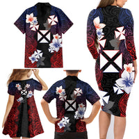 Wallis and Futuna Uvea Family Matching Long Sleeve Bodycon Dress and Hawaiian Shirt Victory Day With Frangipani LT05 - Polynesian Pride