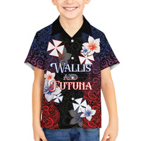 Wallis and Futuna Uvea Family Matching Off The Shoulder Long Sleeve Dress and Hawaiian Shirt Victory Day With Frangipani LT05 Son's Shirt Black - Polynesian Pride