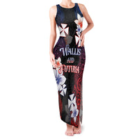 Wallis and Futuna Uvea Family Matching Tank Maxi Dress and Hawaiian Shirt Victory Day With Frangipani LT05 Mom's Dress Black - Polynesian Pride