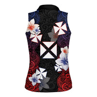 Wallis and Futuna Uvea Women Sleeveless Polo Shirt Victory Day With Frangipani LT05 - Polynesian Pride