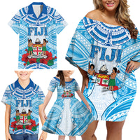 Personalised Fiji Ratu Sir Lala Sukuna Day Family Matching Off Shoulder Short Dress and Hawaiian Shirt Hibiscus Tapa Pattern LT05 - Polynesian Pride