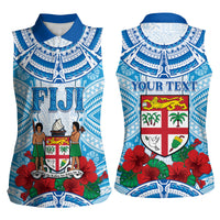 Personalised Fiji Ratu Sir Lala Sukuna Day Women Sleeveless Polo Shirt Hibiscus Tapa Pattern LT05 - Polynesian Pride