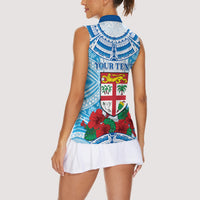 Personalised Fiji Ratu Sir Lala Sukuna Day Women Sleeveless Polo Shirt Hibiscus Tapa Pattern LT05 - Polynesian Pride