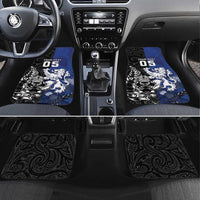 New Zealand And Scotland Rugby Car Mats Maori Tiki With Thistle Together LT05 Set 4pcs Black - Polynesian Pride