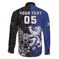 New Zealand And Scotland Rugby Custom Family Matching Long Sleeve Bodycon Dress and Hawaiian Shirt Maori Tiki With Thistle Together LT05 - Polynesian Pride