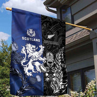 New Zealand And Scotland Rugby Garden Flag Maori Tiki With Thistle Together LT05 - Polynesian Pride