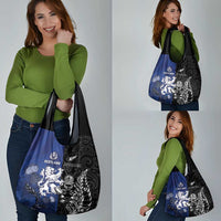New Zealand And Scotland Rugby Grocery Bag Maori Tiki With Thistle Together LT05 - Polynesian Pride