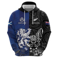 New Zealand And Scotland Rugby Custom Hoodie Maori Tiki With Thistle Together LT05 - Polynesian Pride