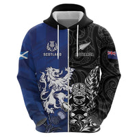 New Zealand And Scotland Rugby Custom Hoodie Maori Tiki With Thistle Together LT05 - Polynesian Pride