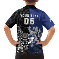 New Zealand And Scotland Rugby Custom Kid Hawaiian Shirt Maori Tiki With Thistle Together LT05 - Polynesian Pride
