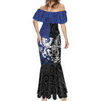 New Zealand And Scotland Rugby Custom Mermaid Dress Maori Tiki With Thistle Together LT05 - Polynesian Pride
