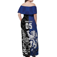New Zealand And Scotland Rugby Custom Off Shoulder Maxi Dress Maori Tiki With Thistle Together LT05 - Polynesian Pride