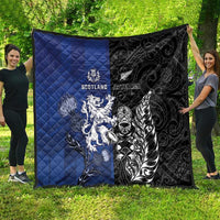 New Zealand And Scotland Rugby Quilt Maori Tiki With Thistle Together LT05 - Polynesian Pride