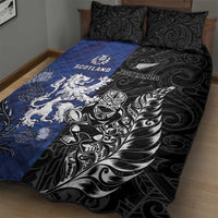 New Zealand And Scotland Rugby Quilt Bed Set Maori Tiki With Thistle Together LT05 - Polynesian Pride