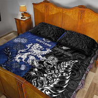 New Zealand And Scotland Rugby Quilt Bed Set Maori Tiki With Thistle Together LT05 - Polynesian Pride