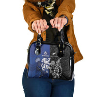 New Zealand And Scotland Rugby Shoulder Handbag Maori Tiki With Thistle Together LT05 One Size Black - Polynesian Pride