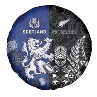 New Zealand And Scotland Rugby Spare Tire Cover Maori Tiki With Thistle Together LT05 - Polynesian Pride