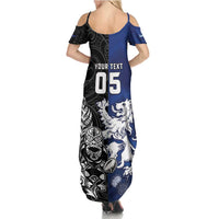 New Zealand And Scotland Rugby Custom Summer Maxi Dress Maori Tiki With Thistle Together LT05 - Polynesian Pride